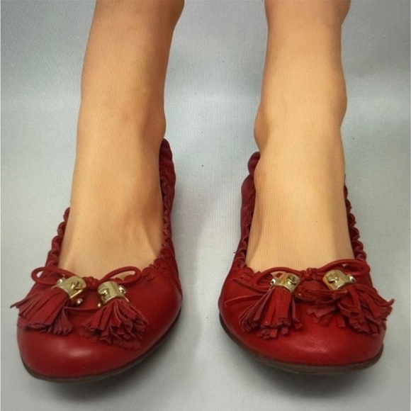 TORY BURCH REESE TASSEL LEATHER BALLET FLATS PINK NEW SIZE 5/36 - Picture 11 of 12